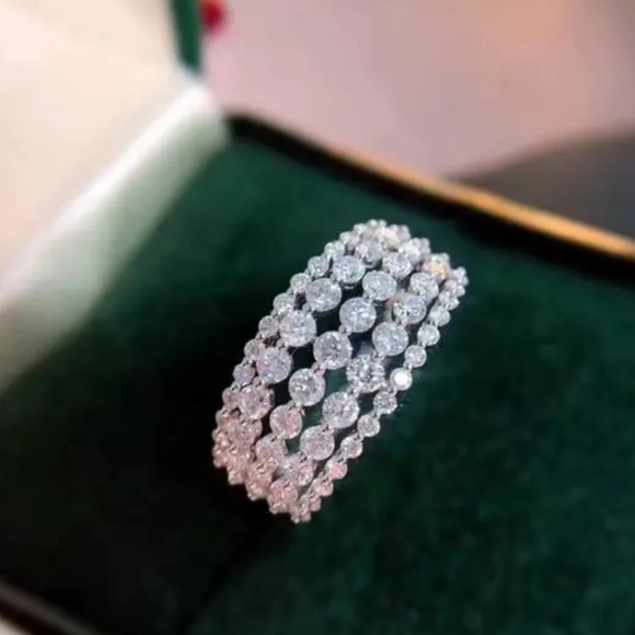 Women's ring 925 plated with rhinestone size 6 to 9 - Picture 2 of 4